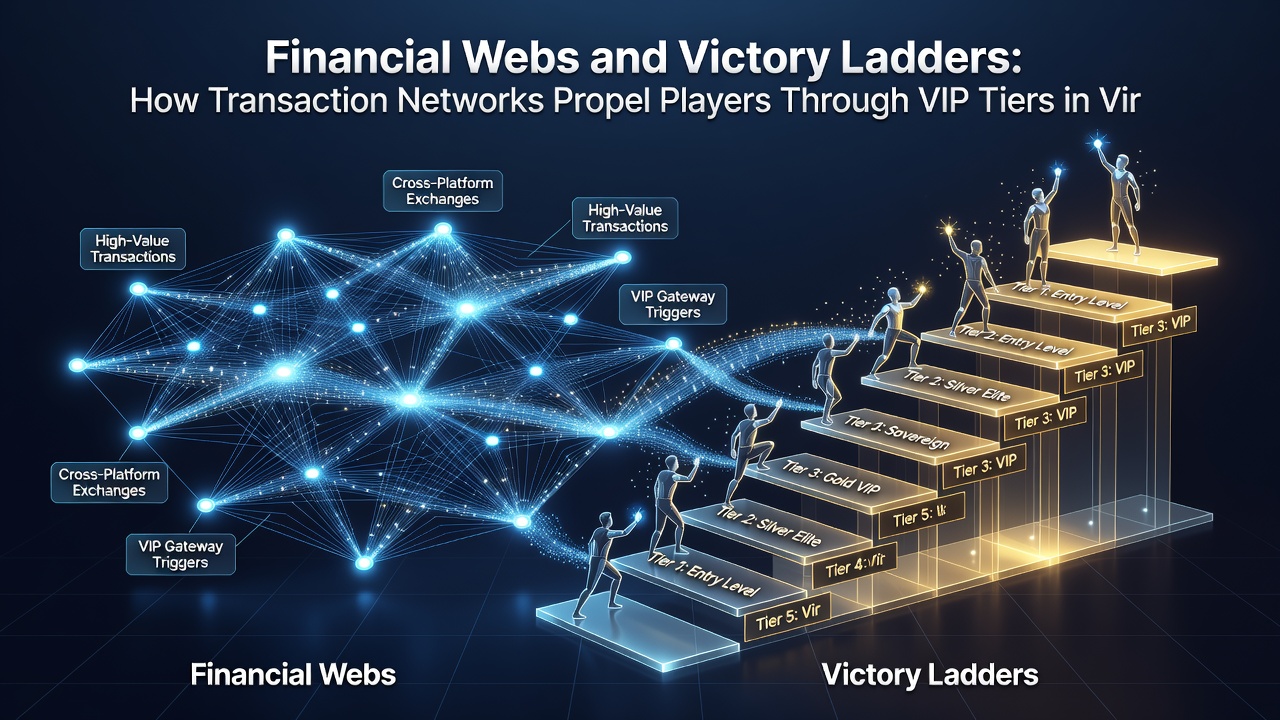 Darstellung von Siegessprossen und finanziellen Netzwerken mit Fokus auf VIP-Progression in virtuellen Umgebungen